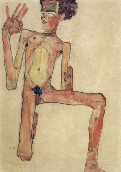 跪着裸体 作者 Egon Schiele